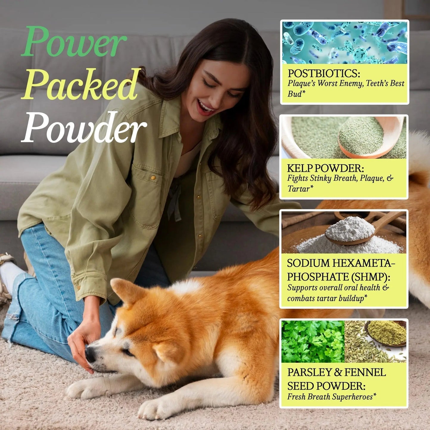 OTHER HALF Doggie Dental Supplement Powder - Dog Breath Freshener & Teeth Cleaning Made Easy - Oral Health Postbiotic for Dogs - Targets Tartar, Plaque & Bad Breath | 45 Scoops, Bacon Flavor - Maple Wellness Supplements