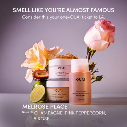 OUAI Body Cream Travel Size, Melrose Place - Hydrating Whipped Body Cream with Cupuaçu Butter, Coconut Oil & Squalane - Softens Skin and Delivers Healthy-Looking Glow - Sulfate Free Skin Care (3.4 Oz) - Maple Wellness Supplements