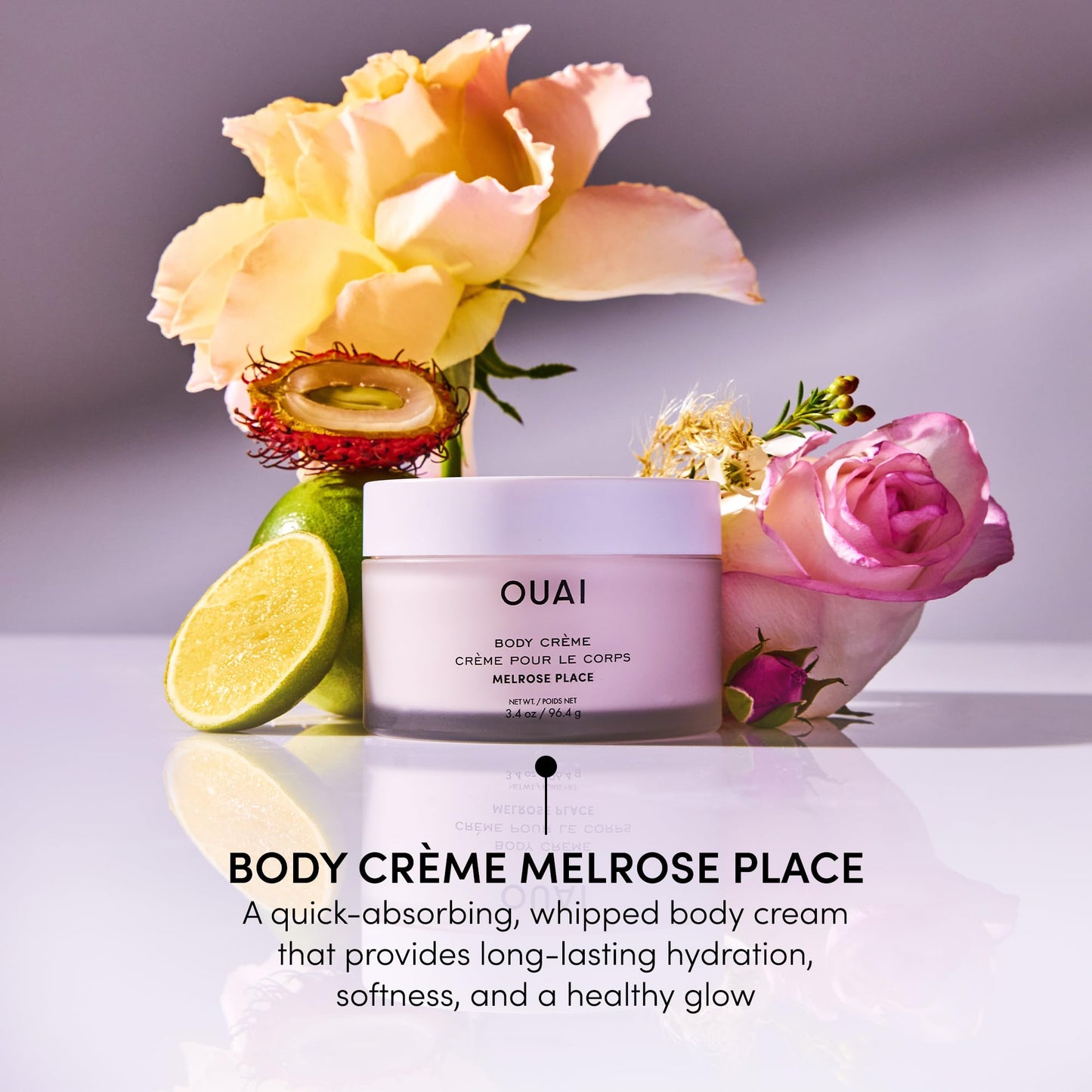 OUAI Body Cream Travel Size, Melrose Place - Hydrating Whipped Body Cream with Cupuaçu Butter, Coconut Oil & Squalane - Softens Skin and Delivers Healthy-Looking Glow - Sulfate Free Skin Care (3.4 Oz) - Maple Wellness Supplements