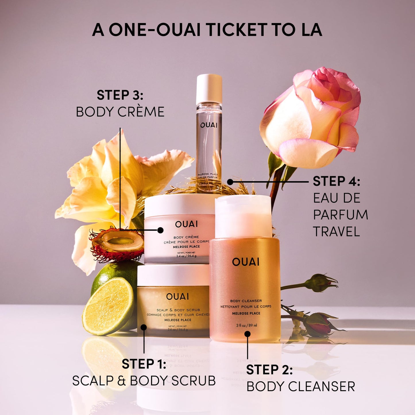 OUAI Body Cream Travel Size, Melrose Place - Hydrating Whipped Body Cream with Cupuaçu Butter, Coconut Oil & Squalane - Softens Skin and Delivers Healthy-Looking Glow - Sulfate Free Skin Care (3.4 Oz) - Maple Wellness Supplements