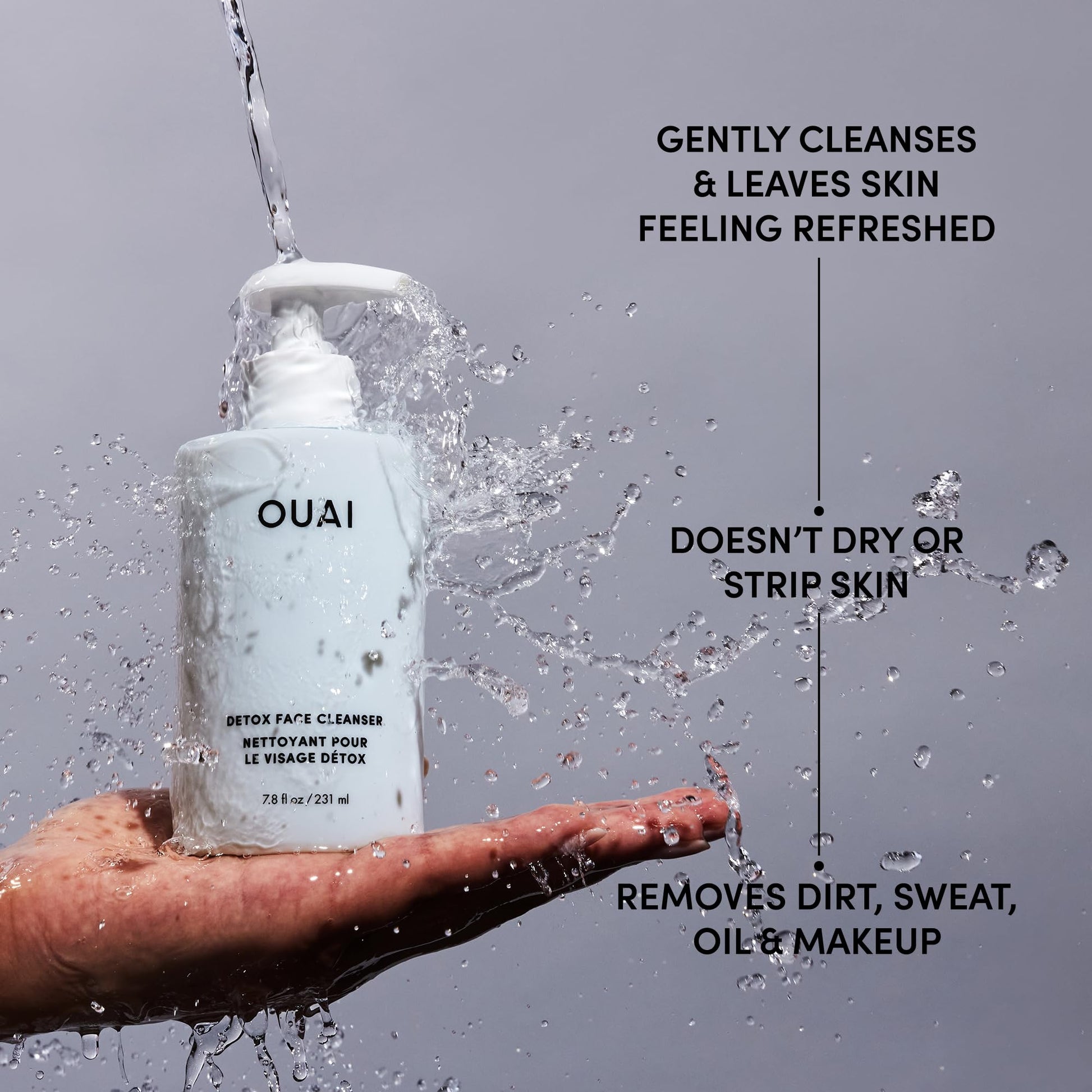OUAI Detox Facial Cleanser - Deep Cleansing Face Wash with Glycolic Acid, Niacinamide & PHA - Removes Sweat, Dirt & Oil Without Drying - Gentle Face Cleanser for Post-Workout (7.8 Fl Oz) - Maple Wellness Supplements
