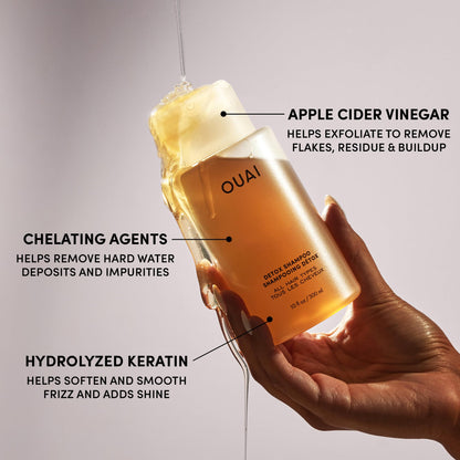OUAI Detox Shampoo - Clarifying Shampoo for Build Up, Dirt, Oil, Product and Hard Water - Apple Cider Vinegar & Keratin for Clean, Refreshed Hair - Sulfate-Free Hair Care (10 oz) - Maple Wellness Supplements