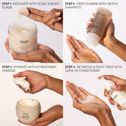 OUAI Detox Shampoo & Medium Hair Conditioner Bundle - Clarifying Shampoo for Build Up, Dirt, Oil, Product and Hard Water & Hydrating Conditioner for Medium Hair (2 Count) - Maple Wellness Supplements