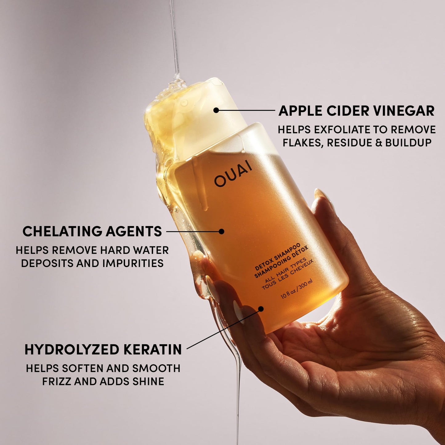 OUAI Detox Shampoo Refill - Clarifying Shampoo for Build Up, Dirt, Oil, Product and Hard Water - Apple Cider Vinegar & Keratin for Clean, Refreshed Hair - Sulfate-Free Hair Care (32 oz) - Maple Wellness Supplements