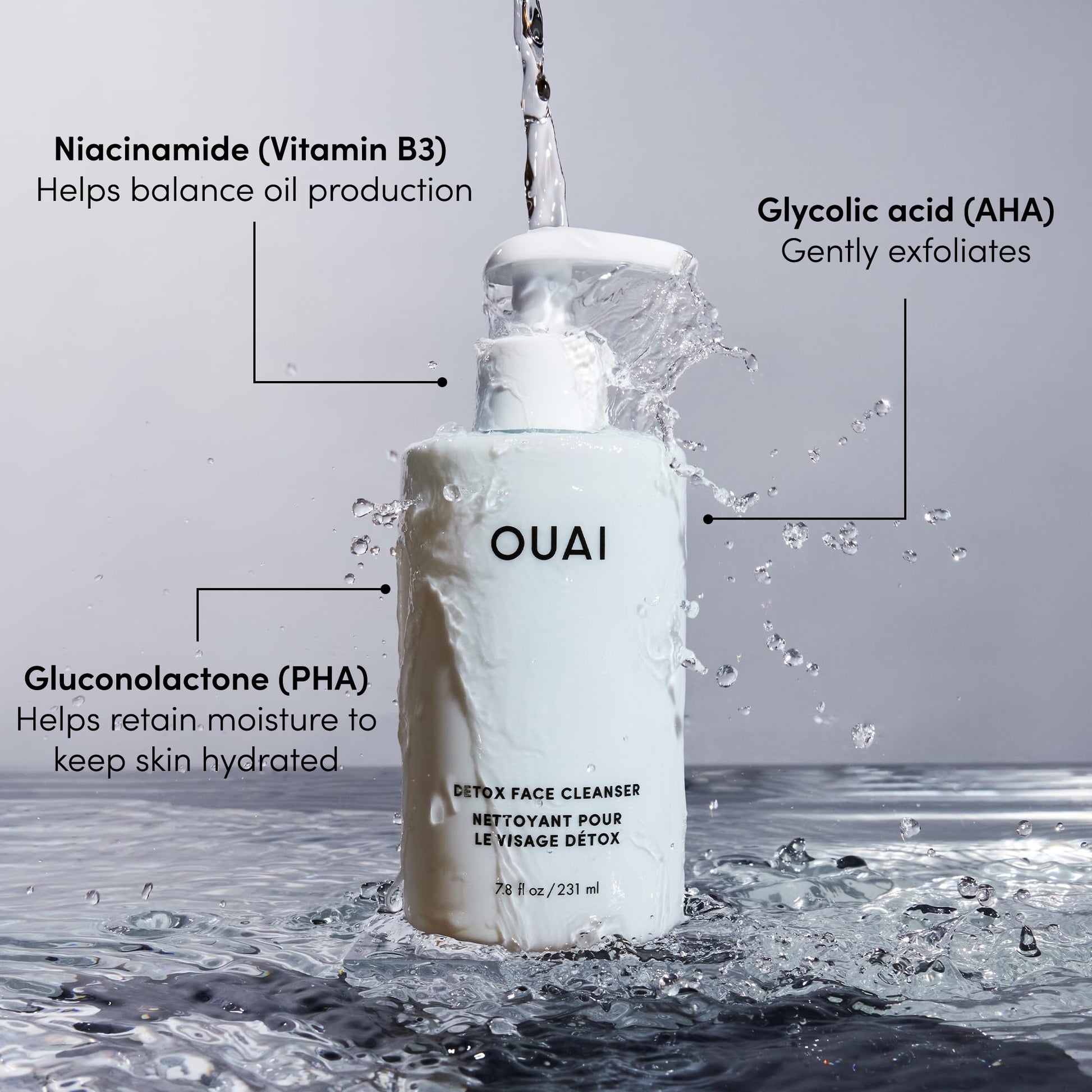 OUAI Detox Shower Routine Bundle - Gentle Detox Face Cleanser (7.8 Oz) and Clarifying Shampoo with Apple Cider Vinegar (10 Oz) - Removes Dirt, Oil, Product, Makeup, and Sunscreen - 2-Piece Bundle - Maple Wellness Supplements