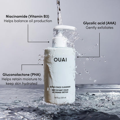 OUAI Detox Shower Routine Bundle - Gentle Detox Face Cleanser (7.8 Oz) and Clarifying Shampoo with Apple Cider Vinegar (10 Oz) - Removes Dirt, Oil, Product, Makeup, and Sunscreen - 2-Piece Bundle - Maple Wellness Supplements