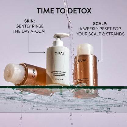 OUAI Detox Shower Routine Bundle - Gentle Detox Face Cleanser (7.8 Oz) and Clarifying Shampoo with Apple Cider Vinegar (10 Oz) - Removes Dirt, Oil, Product, Makeup, and Sunscreen - 2-Piece Bundle - Maple Wellness Supplements