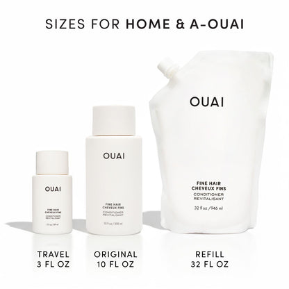 OUAI Fine Hair Conditioner Travel Size - Volumizing Conditioner for Fine Hair with Keratin, Biotin & Chia Seed Oil - Adds Softness, Bounce & Volume - Free from Parabens, Sulfates & Phthalates (3 Oz) - Maple Wellness Supplements