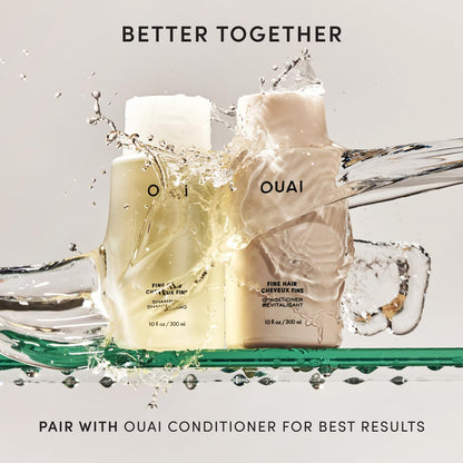 OUAI Fine Hair Shampoo - Volumizing Shampoo for Fine, Flat Strands - Made with Biotin, Keratin & Chia Seed Oil - Strengthens, Nourishes & Thickens - Color-Safe & Sulfate Free Hair Care (10 Fl oz) - Maple Wellness Supplements