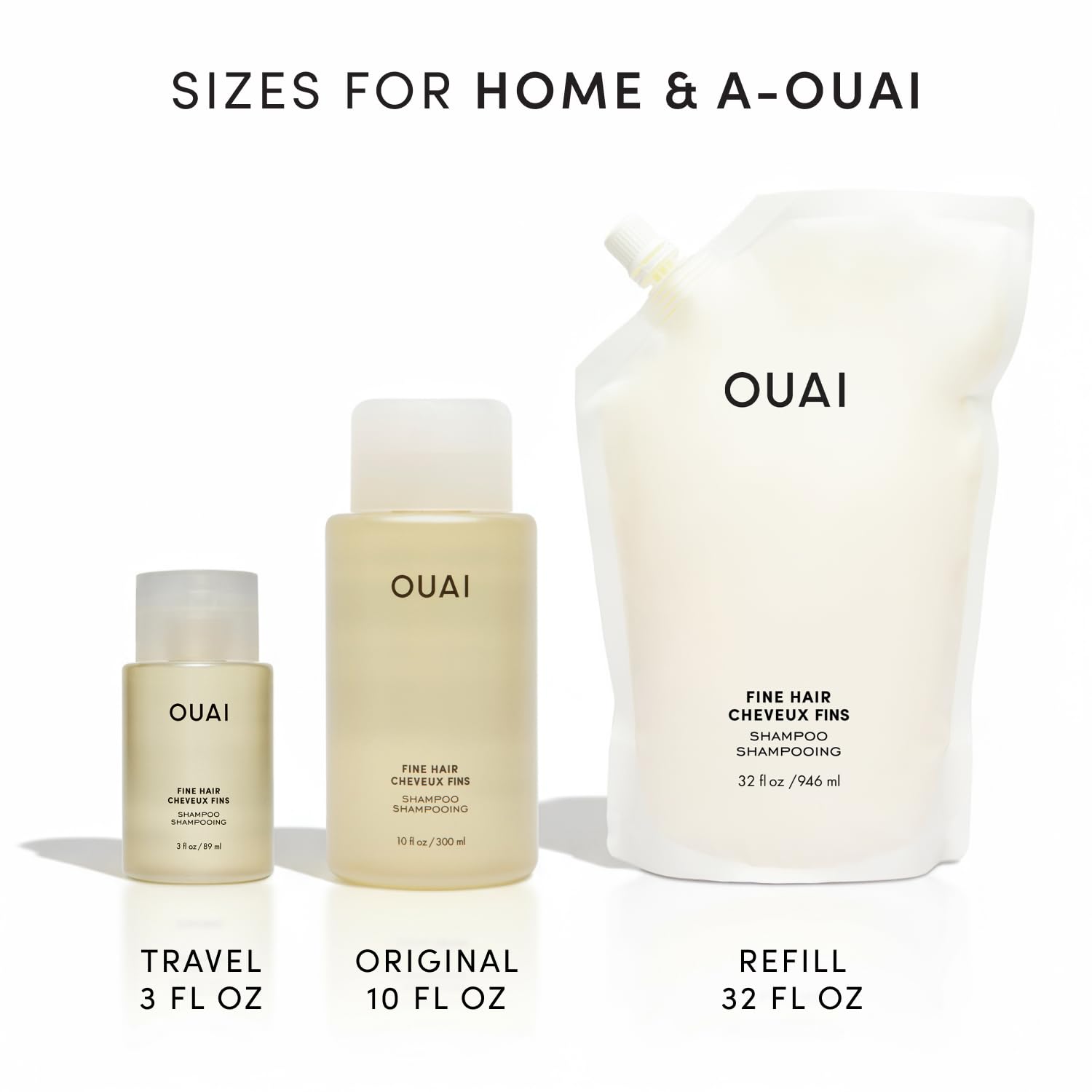 OUAI Fine Hair Shampoo - Volumizing Shampoo for Fine, Flat Strands - Made with Biotin, Keratin & Chia Seed Oil - Strengthens, Nourishes & Thickens - Color-Safe & Sulfate Free Hair Care (10 Fl oz) - Maple Wellness Supplements