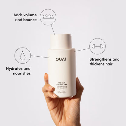 OUAI Fine Shampoo and Conditioner Set - Sulfate Free Shampoo and Conditioner for Women & Men - Made with Keratin, Marshmallow Root, Shea Butter & Avocado Oil - Free of Parabens & Phthalates (10 Fl Oz) - Maple Wellness Supplements