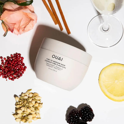 OUAI Fine to Medium Hair Treatment Masque - Hydrating Hair Mask to Help Repair Strands & Increase Shine - With Shea Butter, Keratin and Panthenol - Paraben, Phthalate & Sulfate Free (8 Fl Oz) - Maple Wellness Supplements