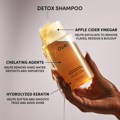 OUAI Hair Care Set - Clarifying Shampoo & Exfoliating Scalp Scrub - Deep Cleansing & Balancing - Hair Care Kit with Detox Shampoo & Travel Size Sugar Scrub for Scalp (2 Count) - Maple Wellness Supplements