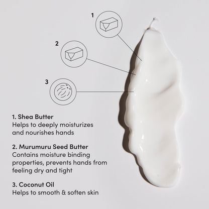 OUAI Hand Cream - Thick, Creamy Balm with Coconut Oil, Murumuru Butter and Shea Butter - Hydrating Moisturizer for Soft Hands - Use Daily to Deeply Nourish Skin (3 Oz) - Maple Wellness Supplements