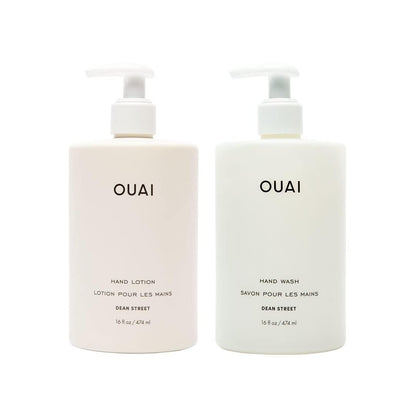 OUAI Hand Wash and Hand Lotion Set, Dean Street Scent - Moisturizes and Exfoliates with Daily Use - Made with Jojoba Esters, Avocado & Rosehip Oils (16 Fl Oz Each) - Maple Wellness Supplements