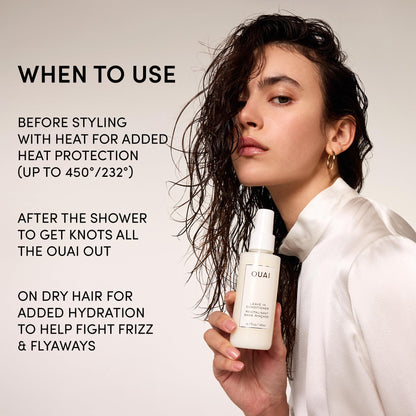 OUAI Leave In Conditioner & Heat Protectant for Hair - Prep Hair for Styling or Use as Detangling Spray to Fight Frizz & Flyaways - No Parabens, Sulfates or Phthalates (4.7 oz) - Maple Wellness Supplements