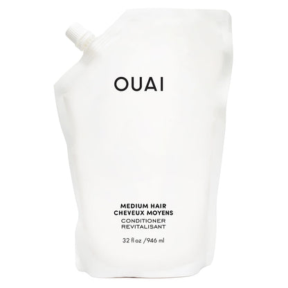 OUAI Medium Conditioner Refill - Hydrating Hair Conditioner with Coconut Oil, Babassu Oil, and Keratin - Strengthens, Repairs and Adds Shine - Paraben and Phthalate Free Hair Care Products (32 Oz) - Maple Wellness Supplements