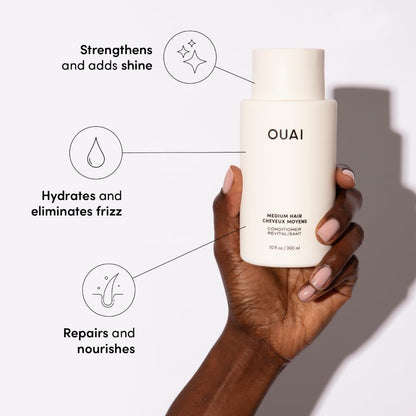OUAI Medium Hair Shampoo & Conditioner Set, Travel Size - Hydrating Shampoo & Conditioner - With Coconut Oil, Babassu, Kumquat Extract & Keratin - Sulfate, Paraben & Phthalate Free (3 Oz) - Maple Wellness Supplements