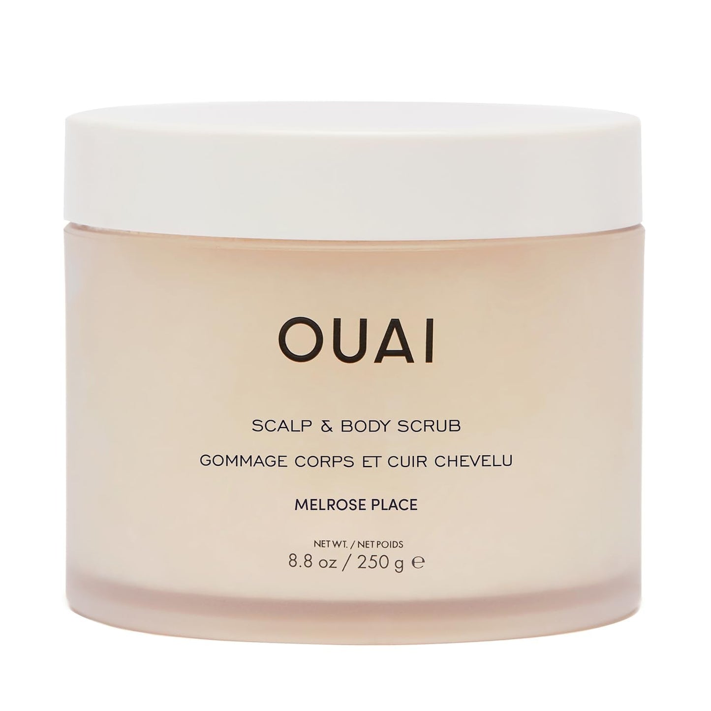 OUAI Scalp & Body Scrub, Melrose Place - Exfoliating Body Scrub with Sugar & Coconut Oil Blend for Smooth, Moisturized Skin - Gentle Scalp Exfoliator for Removing Product Build Up (8.8 Oz) - Maple Wellness Supplements