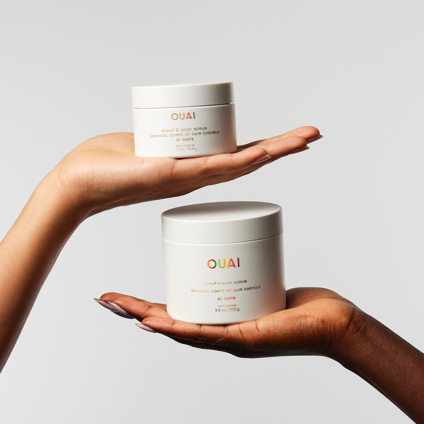 OUAI Scalp & Body Scrub, St. Barts Travel Size - Exfoliating Body Scrub with Sugar & Coconut Oil Blend for Smooth, Moisturized Skin - Gentle Scalp Exfoliator for Removing Product Build Up (3.4 oz) - Maple Wellness Supplements