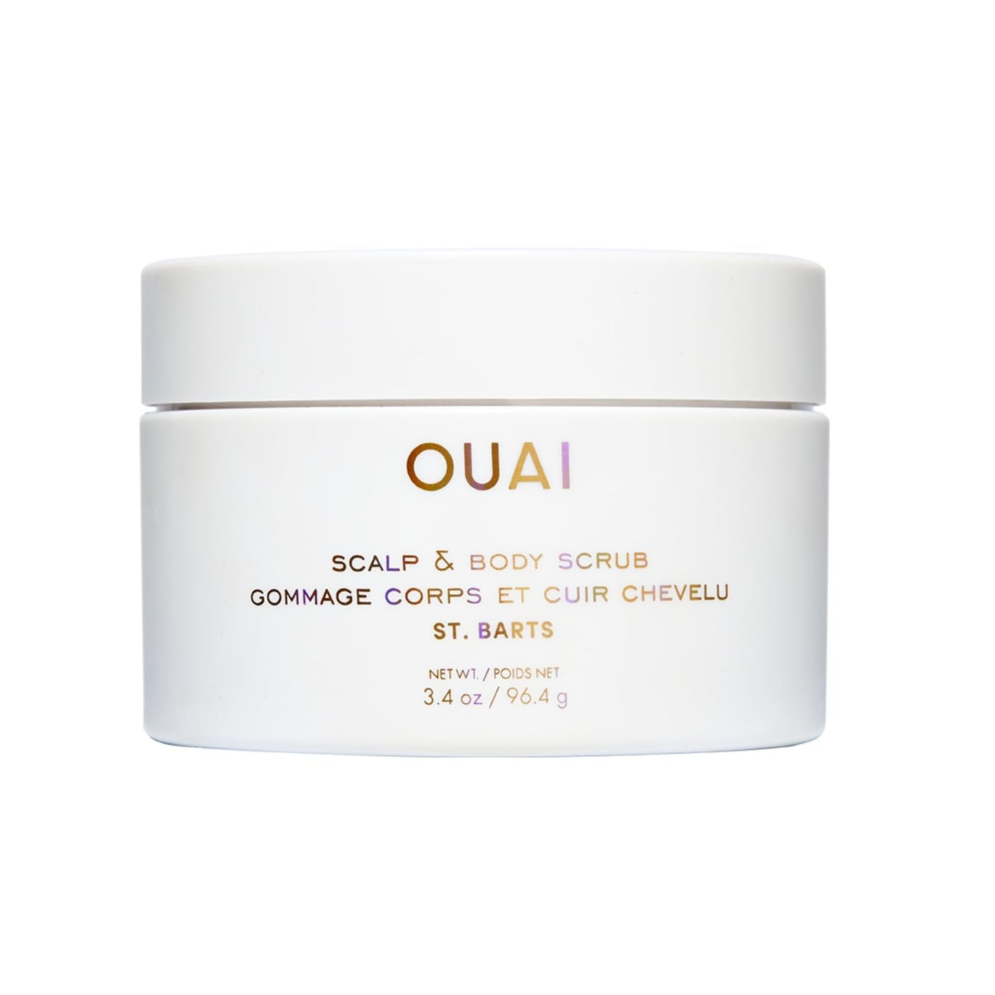 OUAI Scalp & Body Scrub, St. Barts Travel Size - Exfoliating Body Scrub with Sugar & Coconut Oil Blend for Smooth, Moisturized Skin - Gentle Scalp Exfoliator for Removing Product Build Up (3.4 oz) - Maple Wellness Supplements