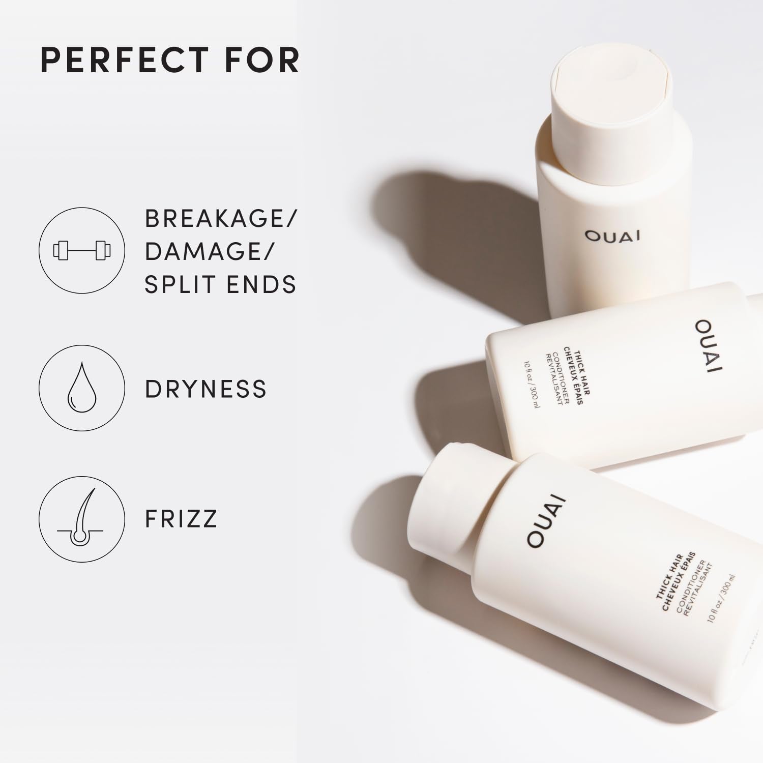 OUAI Thick Hair Conditioner Travel Size - Moisturizing Conditioner for Dry, Frizzy Hair - Keratin, Marshmallow Root, Shea Butter and Avocado Oil - Paraben, Phthalate and Sulfate Free (3 Oz) - Maple Wellness Supplements