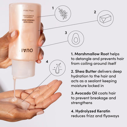 OUAI Thick Hair Shampoo and Conditioner Set - Sulfate Free Shampoo and Conditioner for Thick Hair Care - Moisturizes, Strengthens & Fights Frizz - Made with Keratin & Shea Butter (10 Fl Oz) - Maple Wellness Supplements