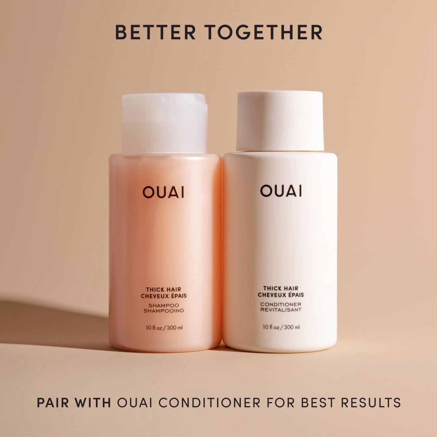 OUAI Thick Shampoo - Moisturizing Shampoo with Keratin, Marshmallow Root, Shea Butter, Avocado Oil for Thick Hair - Strengthens & Hydrates Strands - Paraben, Phthalate & Sulfate Free (10 Fl Oz) - Maple Wellness Supplements