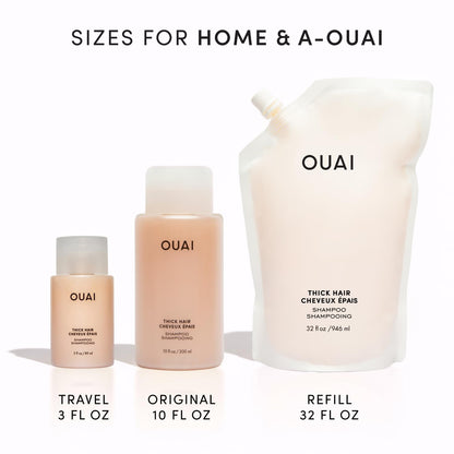 OUAI Thick Shampoo - Moisturizing Shampoo with Keratin, Marshmallow Root, Shea Butter, Avocado Oil for Thick Hair - Strengthens & Hydrates Strands - Paraben, Phthalate & Sulfate Free (10 Fl Oz) - Maple Wellness Supplements