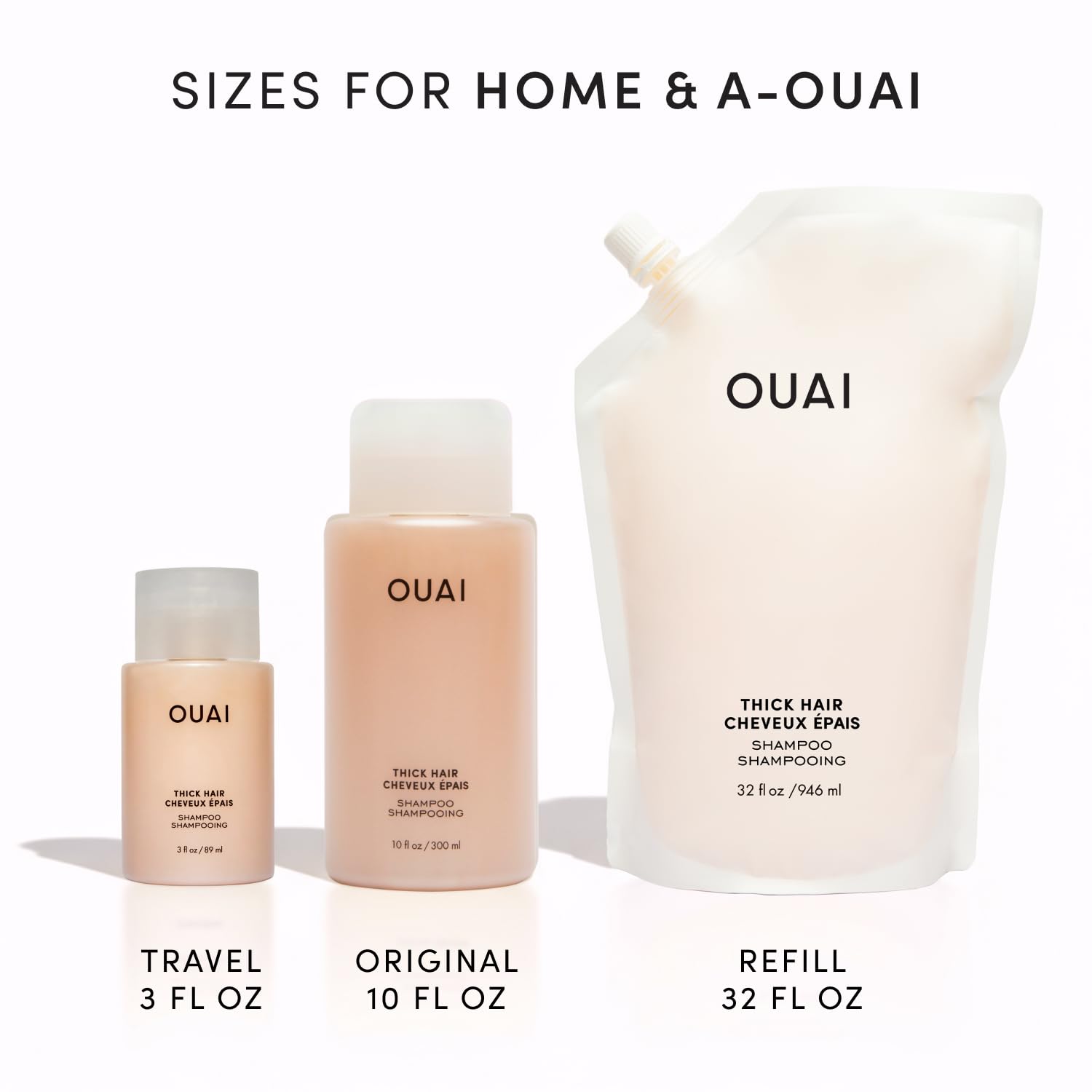 OUAI Thick Shampoo Refill - Moisturizing Shampoo with Keratin, Marshmallow Root, Shea Butter & Avocado Oil for Thick Hair - Strengthens & Hydrates - Paraben, Phthalate & Sulfate Free (32 Fl Oz) - Maple Wellness Supplements