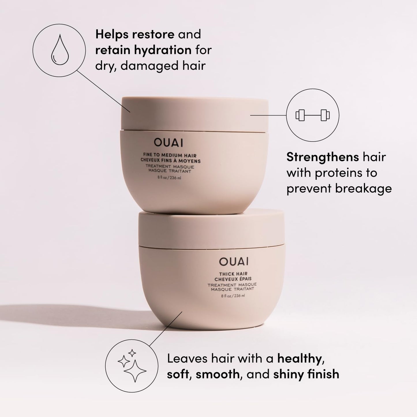 OUAI Travel Kit - Includes Travel Size Leave In Conditioner, Detox Shampoo, Fine to Medium Hair Mask, Scalp & Body Scrub (4 Count) - Maple Wellness Supplements
