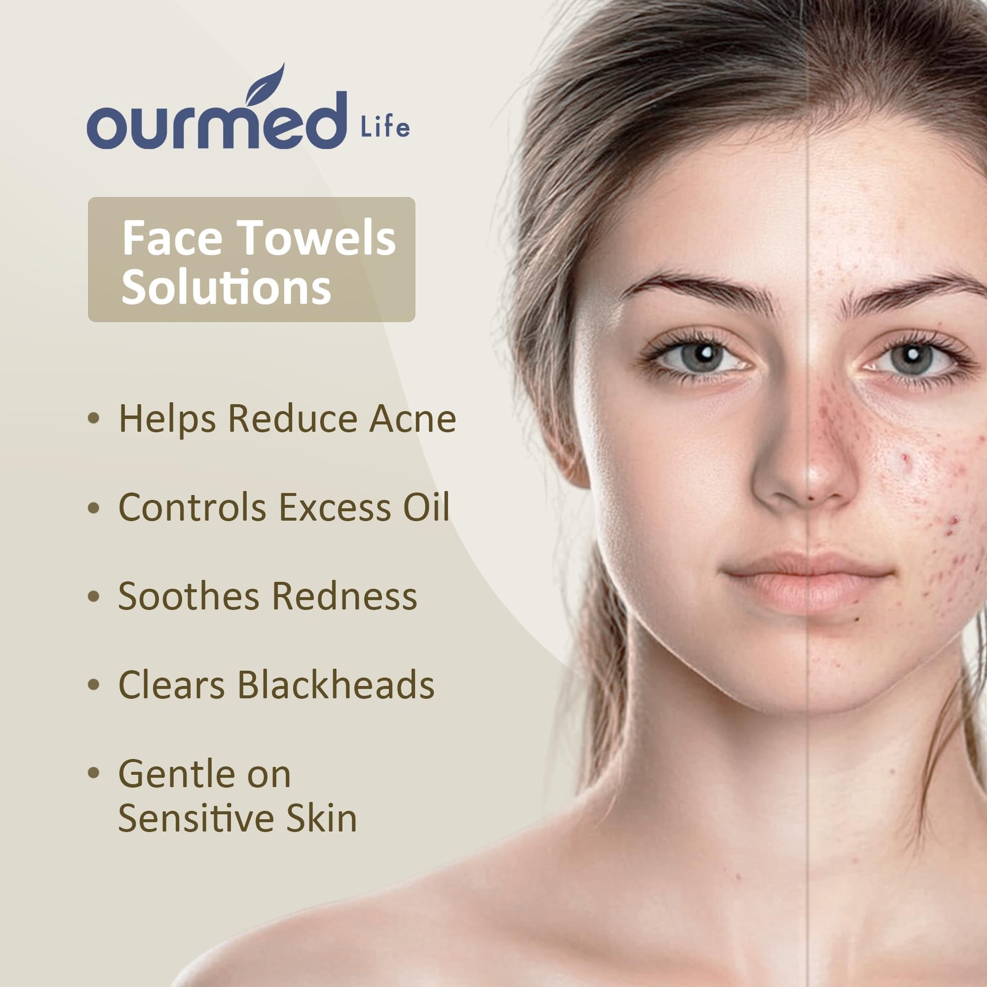 Ourmed Life Face Towels, Disposable Biodegradable Facial Towels for Sensitive Skin - Maple Wellness Supplements