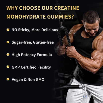 OUYIYUA Creatine Monohydrate Gummies 5000mg for Men & Women - Sugar Free Pre-Workout Supplement, Chewables for Muscle Strength, Muscle Builder - Maple Wellness Supplements