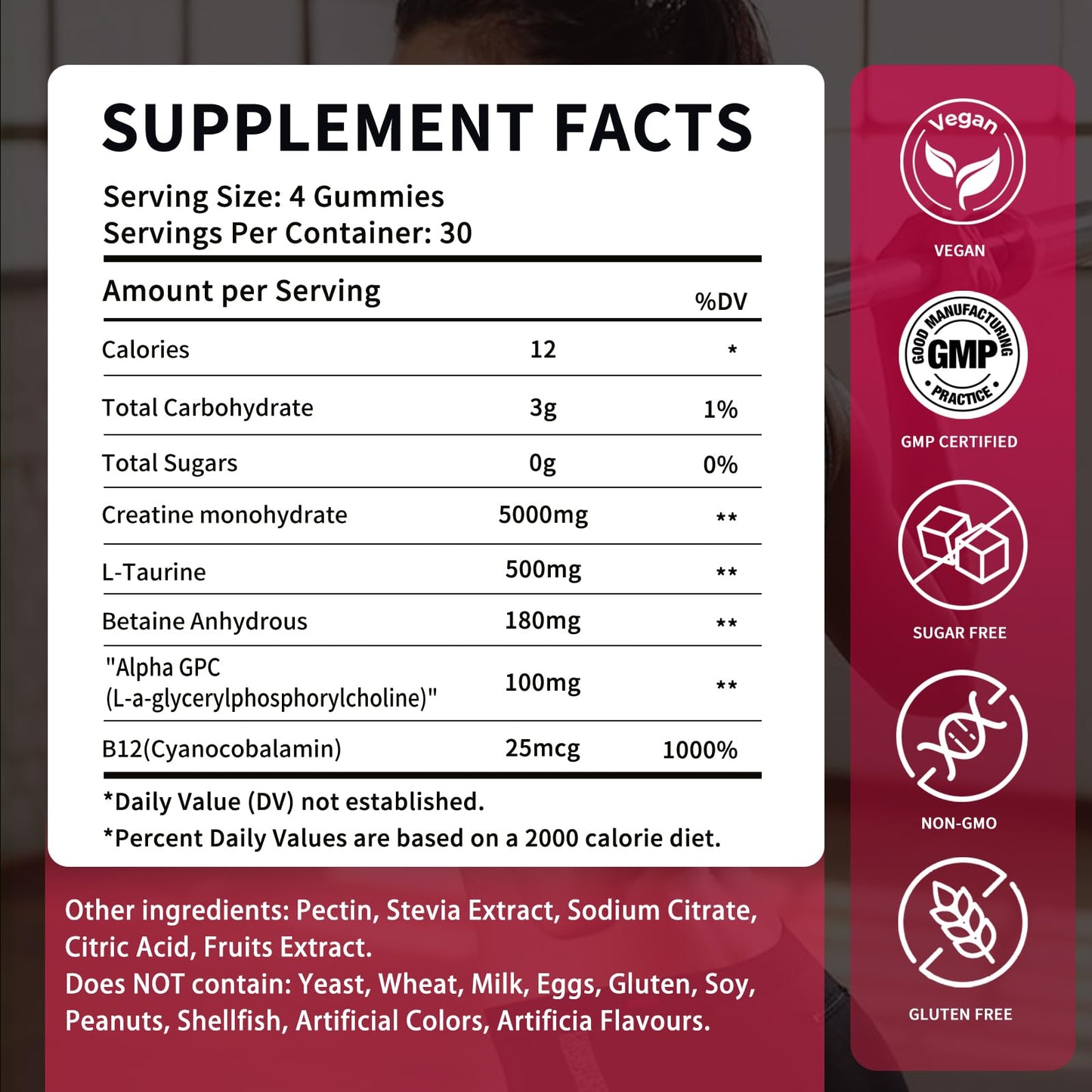 OUYIYUA Creatine Monohydrate Gummies 5000mg for Men & Women - Sugar Free Pre-Workout Supplement, Chewables for Muscle Strength, Muscle Builder - Maple Wellness Supplements