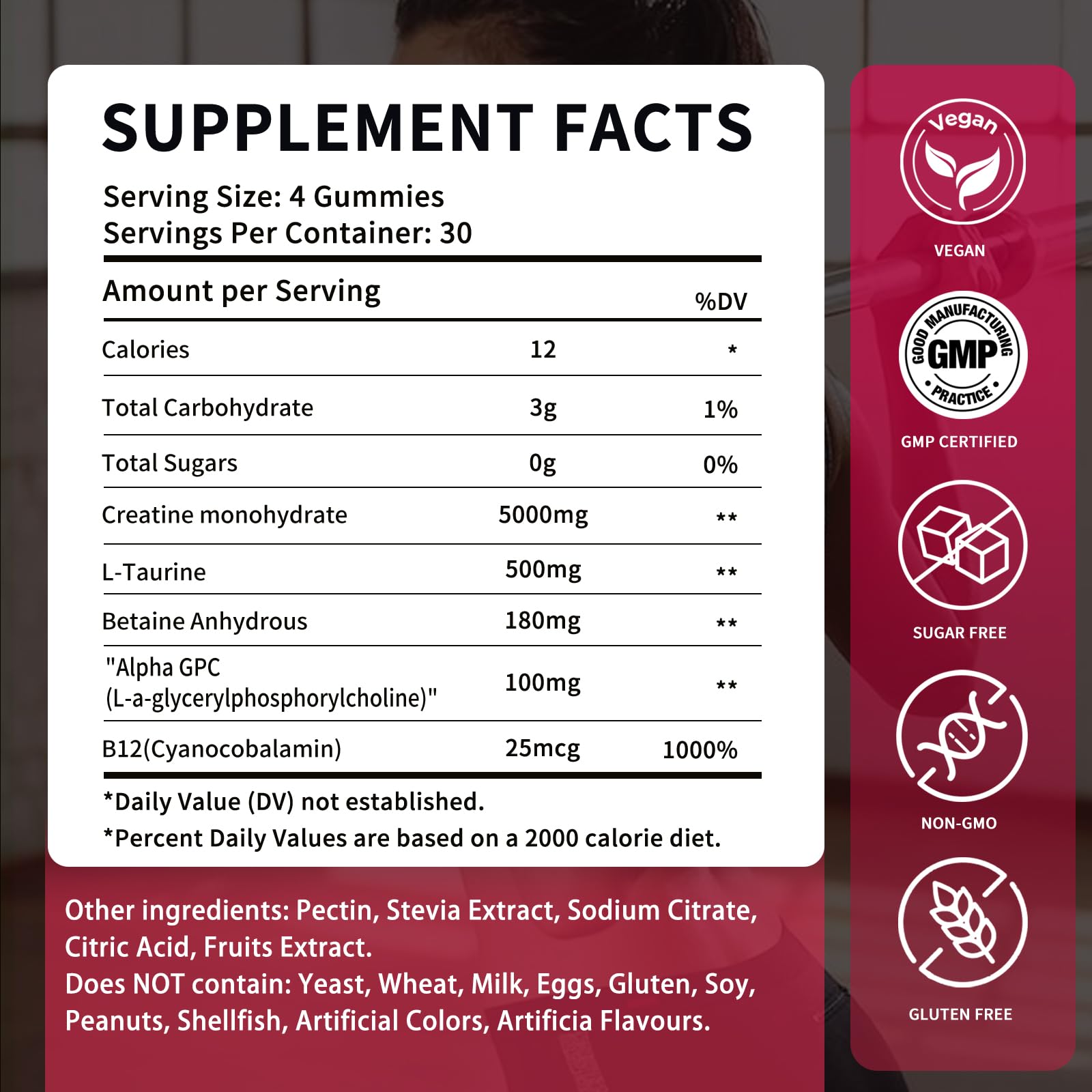 OUYIYUA Creatine Monohydrate Gummies 5000mg for Men & Women - Sugar Free Pre-Workout Supplement, Chewables for Muscle Strength, Muscle Builder - Maple Wellness Supplements
