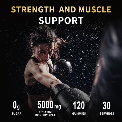 OUYIYUA Creatine Monohydrate Gummies 5000mg for Men & Women - Sugar Free Pre-Workout Supplement, Chewables for Muscle Strength, Muscle Builder, Energy Boost, - Maple Wellness Supplements