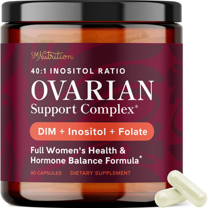 Ovarian Support for Hormone Balance for Women | Healthy Ovulation, Menstrual Cycle & Reproductive Health Support | DIM Supplement with Myo-Inositol & D-Chiro Inositol & Folate Complex | 30 Day Supply - Maple Wellness Supplements