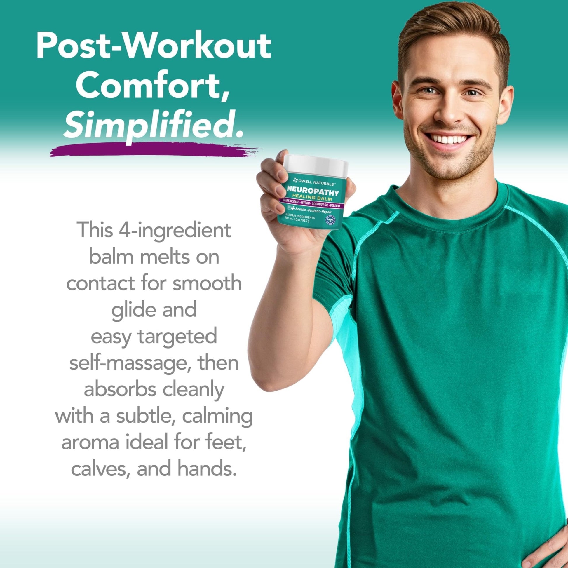 Owell Naturals Neuropathy Balm for Feet, Muscles & Joints – Long Lasting Comfort Formula with Frankincense, Myrrh, Coconut Oil, Beeswax – Fast Absorbing Botanical Skin Care, 2 oz - Maple Wellness Supplements