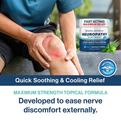 Owell Naturals Neuropathy Nerve Ointment for Feet, Fingers, Hands, Toes, Back, Legs & Arms - Fast-Acting Formula, Max Strength, Cooling Effect, 3.5 Fl Oz - Maple Wellness Supplements