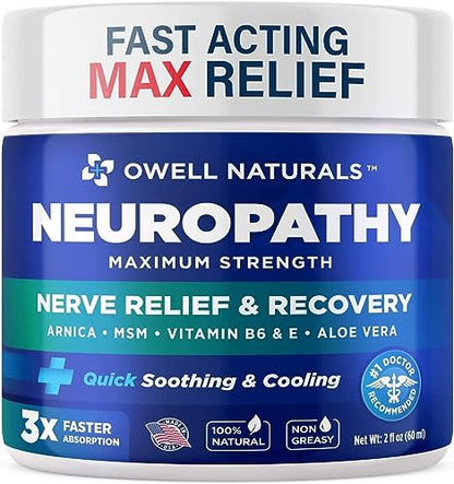 OWELL NATURALS Neuropathy Nerve Relief Cream - Maximum Strength Relief Cream for - Maple Wellness Supplements