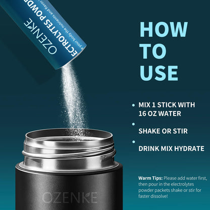 OZENKE Electrolytes Powder Packets, Hydration Packets, Electrolytes Powder No Sugar, Portable Electrolyte Drink Mix for Rapid Hydration, Sugar Free & Low Sodium - Maple Wellness Supplements