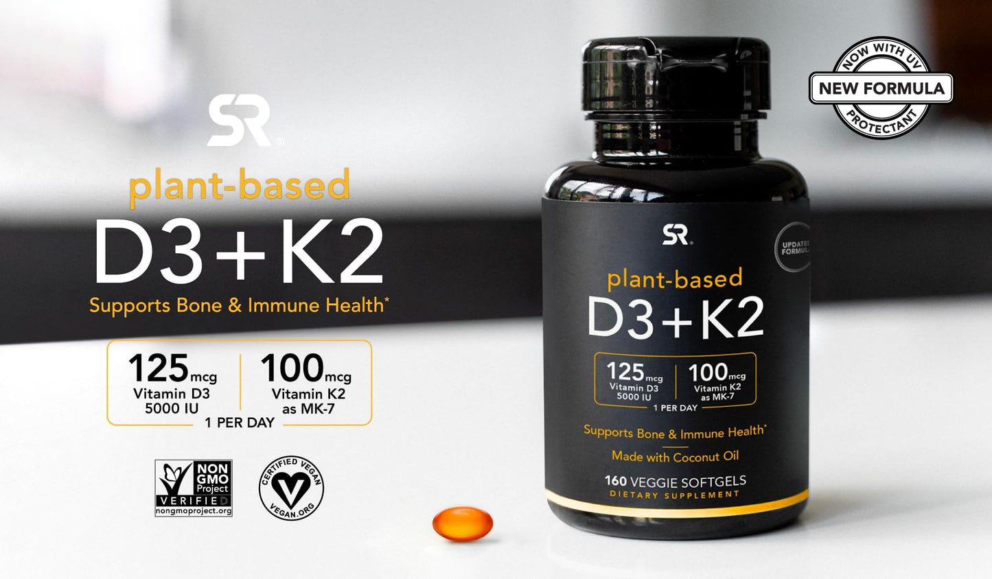 (Pack of 1) 160 Vegan Certified, Non GMO Liquid Softgels rozzunSports Research Vitamin - Maple Wellness Supplements
