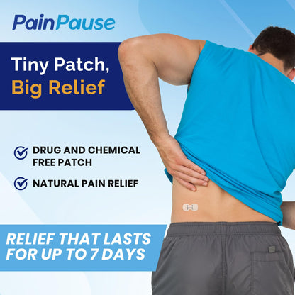 PainPause Long Lasting Pain Relief - Back, Hip, Knee, Neck, Plantar Fasciitis, and Others - Relief for Up to 7 Days, Clinically Tested, 4 Devices in 2 Pouches - Maple Wellness Supplements