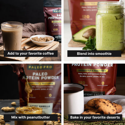 Paleo Pro 26G Beef Protein Powder - Grass Fed Protein Powder Isolate - Pure Animal Based Pastured & Cage-Free | Dairy & Gluten Free, Natural & Clean Proteins for Paleo & Keto - 15 Days Supply Vanilla - Maple Wellness Supplements