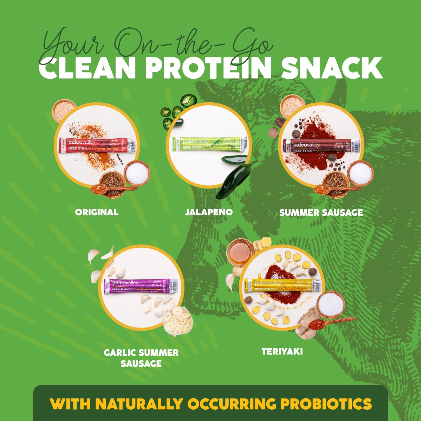 Paleovalley 100% Grass Fed Beef Sticks - Delicious Gluten Free Beef Snack - High Protein Keto Friendly, 50 Count Variety Pack - Maple Wellness Supplements