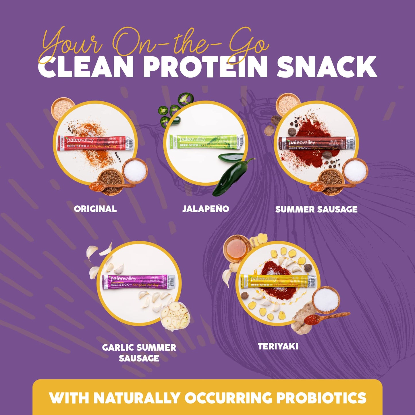 Paleovalley 100% Grass Fed Garlic Summer Sausage Beef Sticks - Delicious Gluten Free Beef Snack - High Protein Keto Friendly - Maple Wellness Supplements