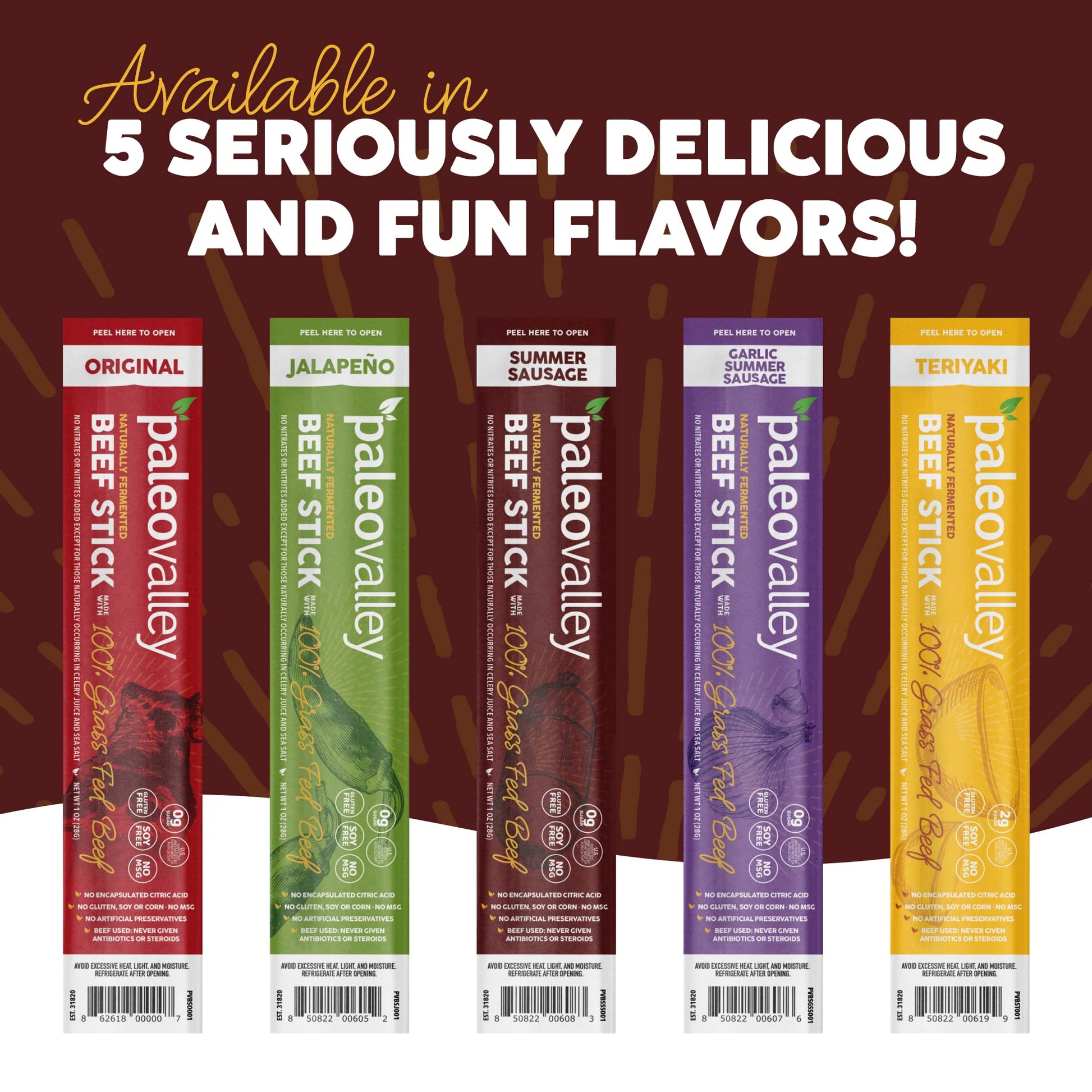 Paleovalley 100% Grass Fed Summer Sausage Beef Sticks - Delicious Gluten Free Beef Snack - High Protein Keto Friendly - Maple Wellness Supplements