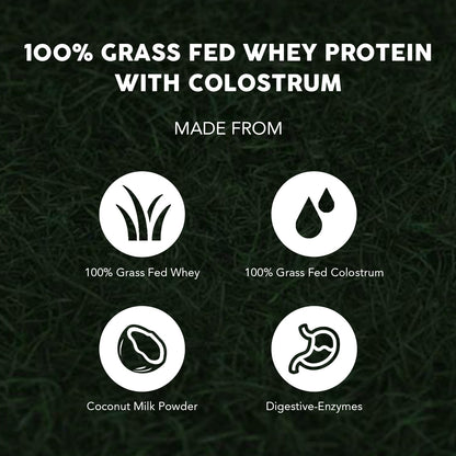 Paleovalley 100% Grassfed Whey Protein Powder with Colostrum, 30 Serving - Vanilla, 13g Protein, Muscle Building, Immune Support, Gut Health - Maple Wellness Supplements