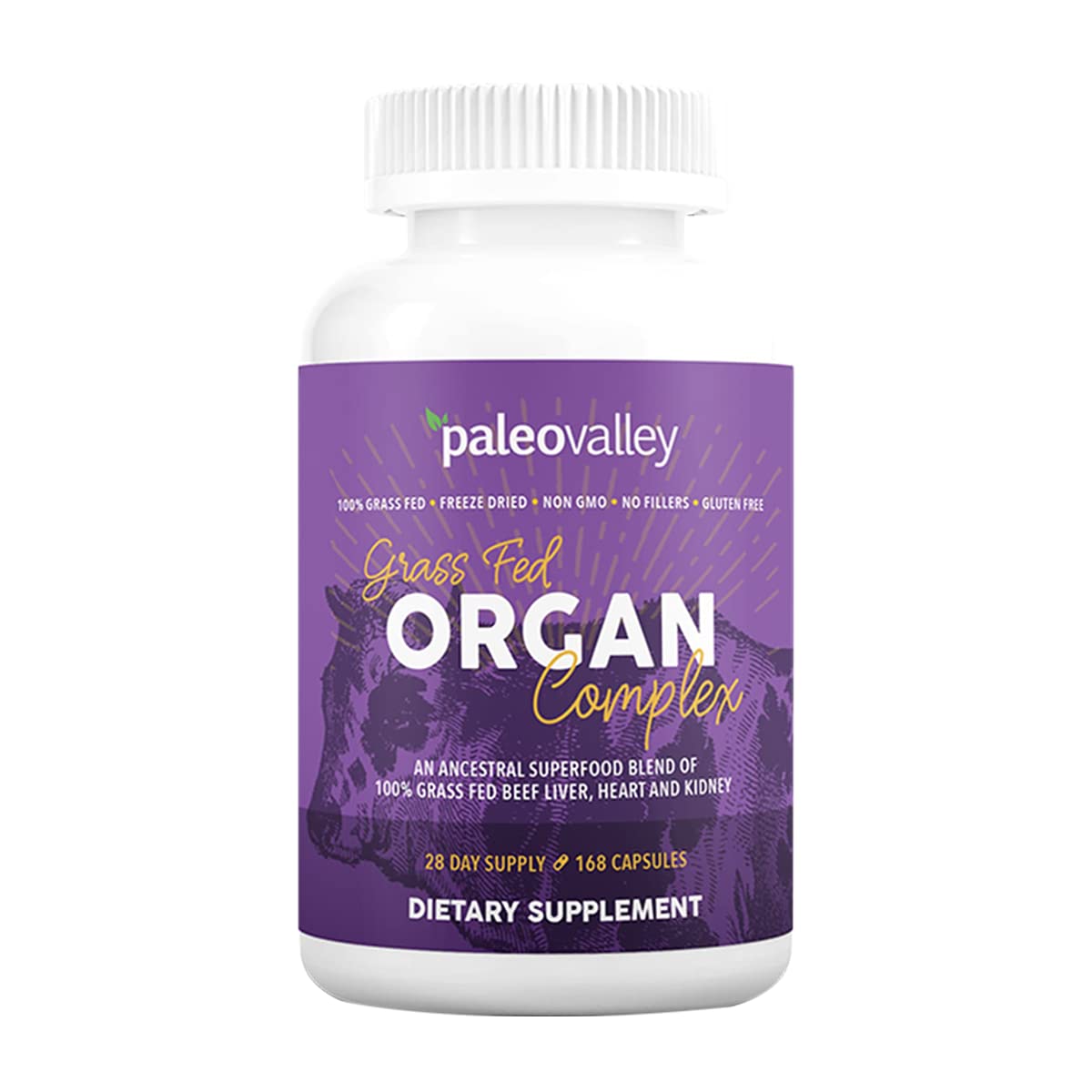 Paleovalley Grass Fed Beef Organ Complex - Freeze-Dried Beef Liver, Heart, and Kidney Blend, 1 Bottle - Maple Wellness Supplements