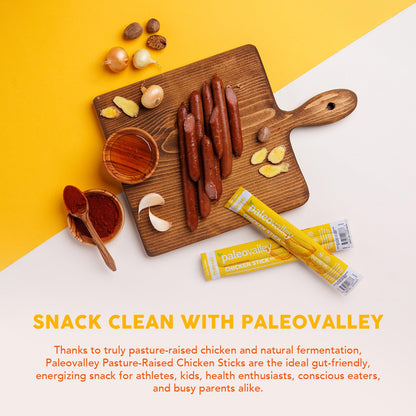 Paleovalley Pasture-Raised Chicken Sticks – 10 Pack – 7g Protein per Stick – Keto-Friendly, Paleo, Gluten-Free, Nitrate-Free – On-the-Go Snack (10 Pack, Teriyaki) - Maple Wellness Supplements